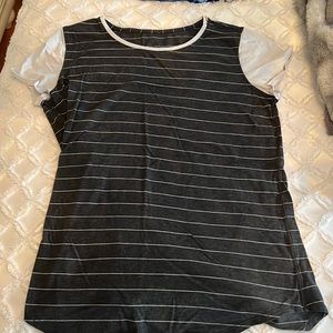 Basic Grey & White Striped Lulu Jersey T